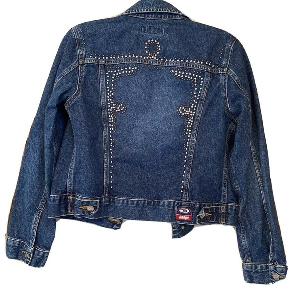 Bongo Denim Jean Jacket Stone Gem Embellished Sz M - Picture 1 of 8